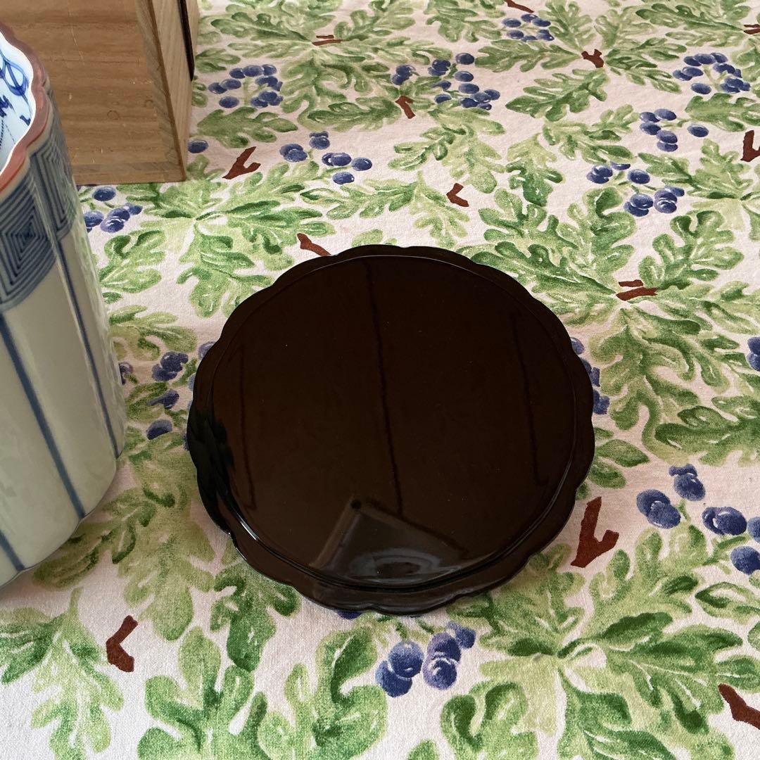 西村徳泉造　桶川染付水指　輪花口　紫翠窯