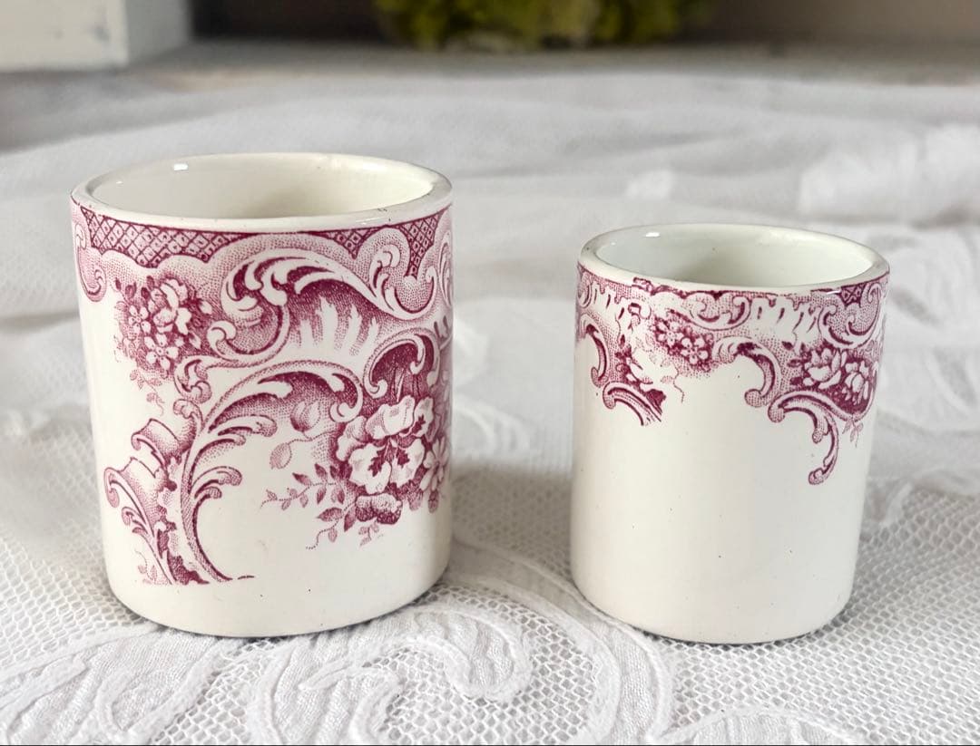 【美品】 フランスアンティーク ポット ２個 BFK DAUPHIN ロカイユ