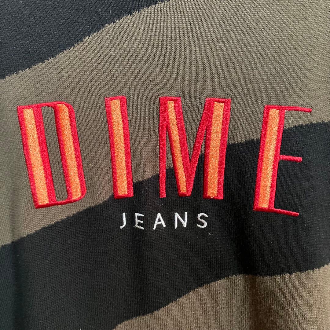 638 Dime ダイム　ウェーブストライプニットセーター　刺繍ロゴ　L