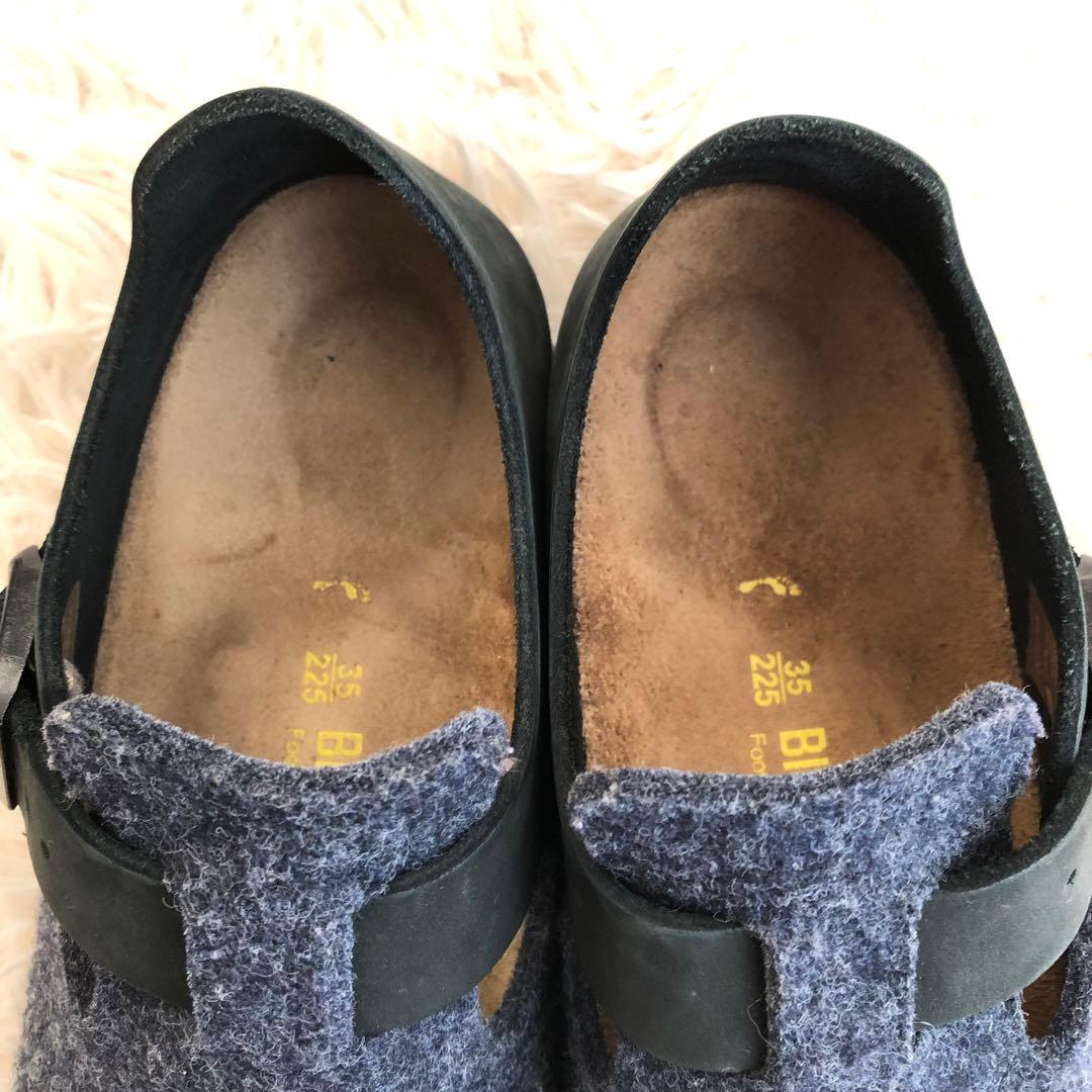 ビルケンシュトックサンダルロンドンウールフェルト×レザーネイビー35