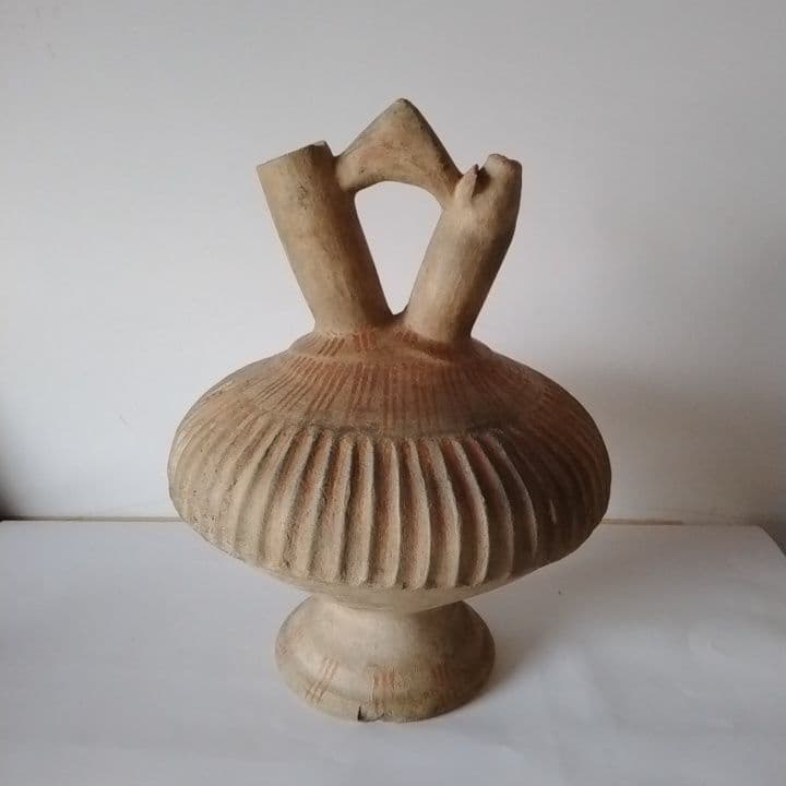 彩色陶器　テラコッタ 二口水差し　アンティーク