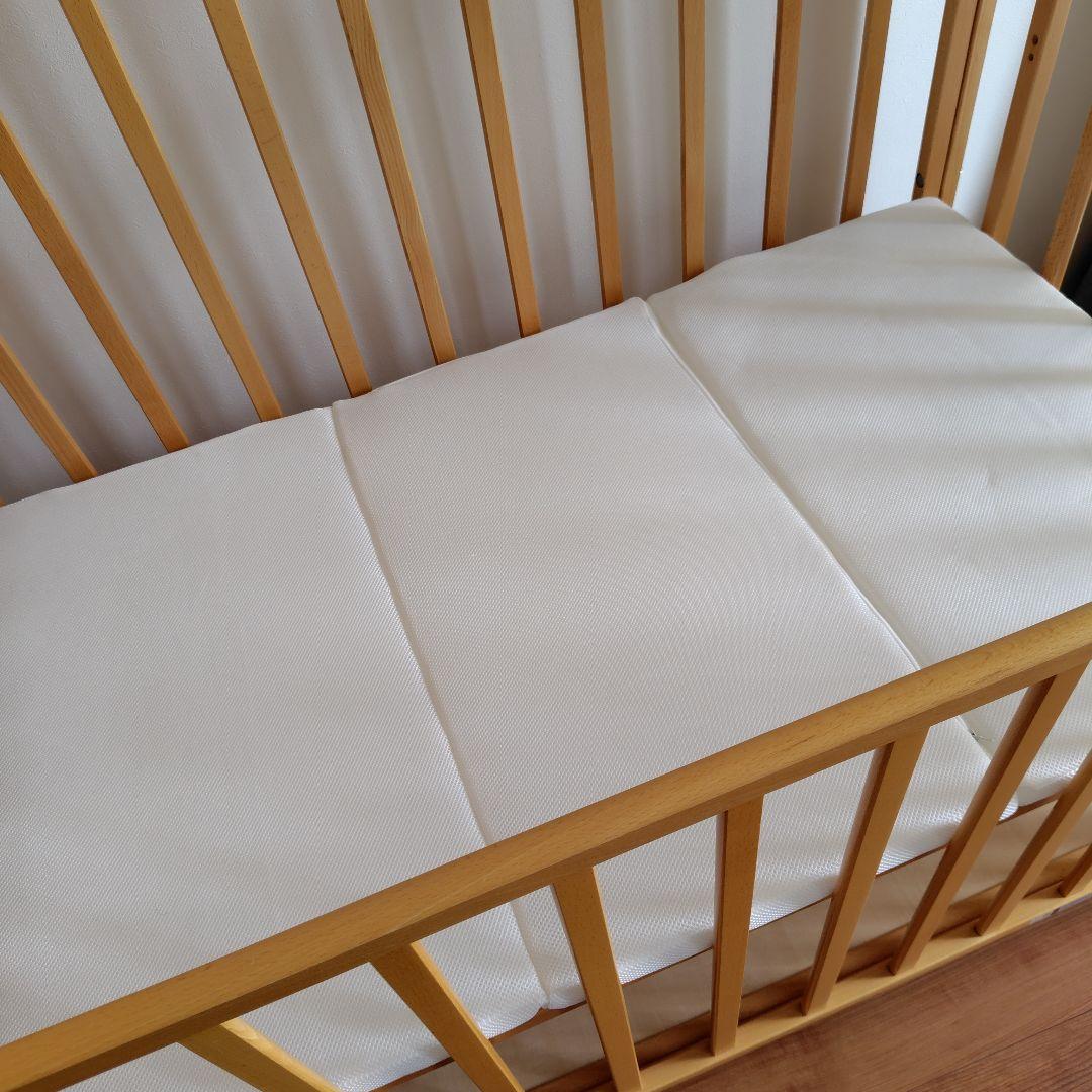 カトージ　ベビーベッド　ハイタイプ　ツーオープン　ナチュラル