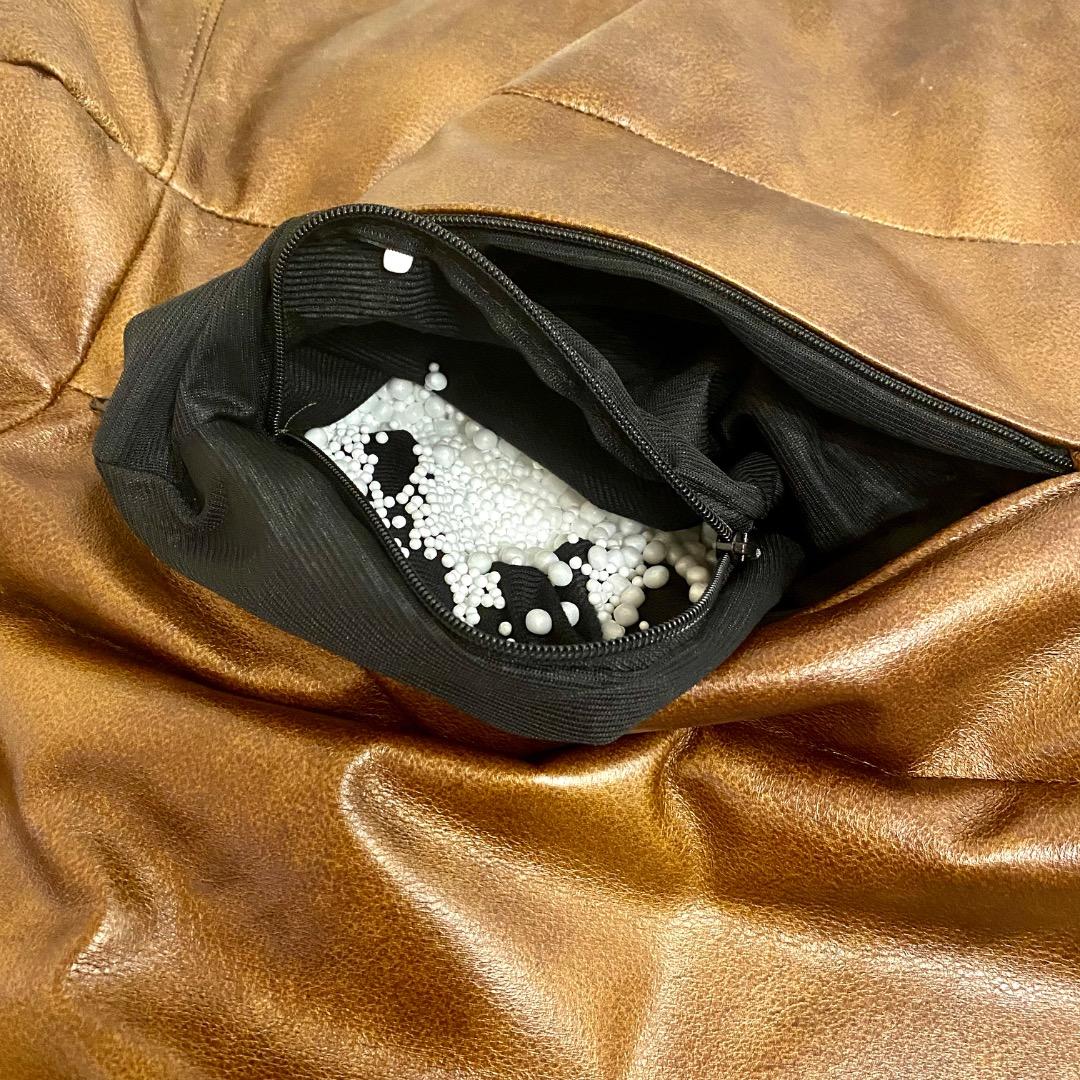 ビーズクッション　1人掛け　レザー　合皮　ブラウン