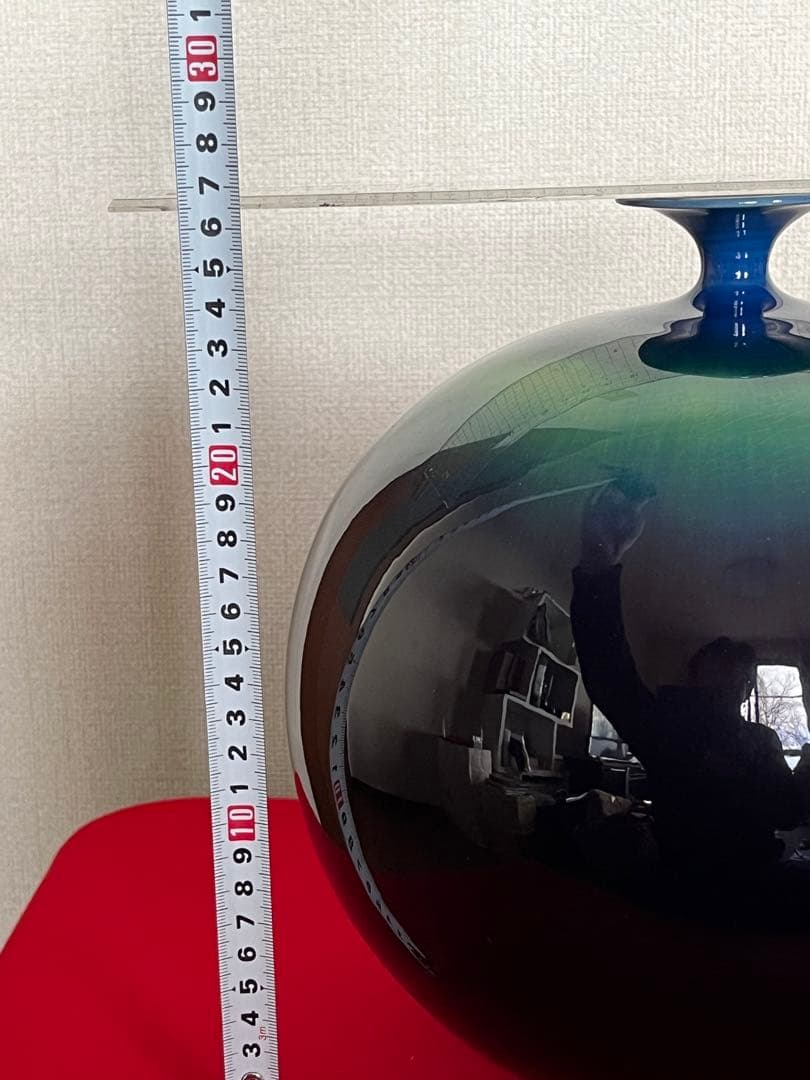 【特大】人間国宝 徳田八十吉 碧明釉 壷 花入 高さ約26.5㎝ T301