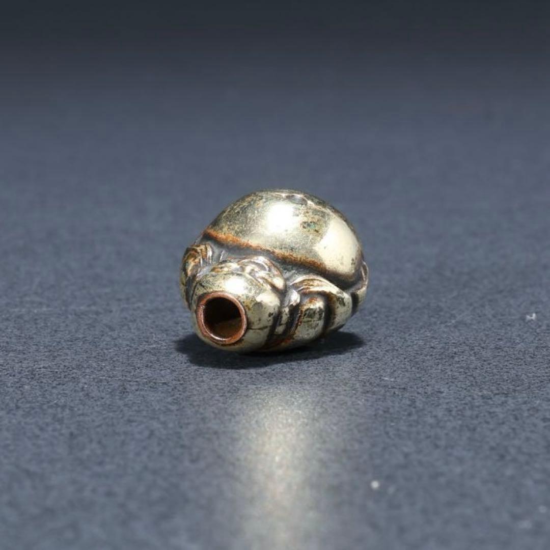 緒締め玉　布袋　提げもの　金属　銀製　R1648