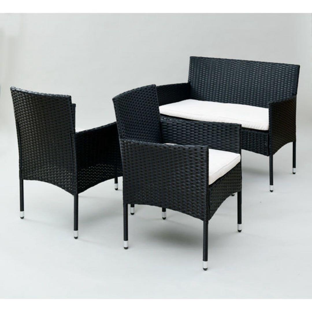 新品未使用箱不良　山善　ガーデンテーブルセット ラタン4点 NCS-4(DBR)