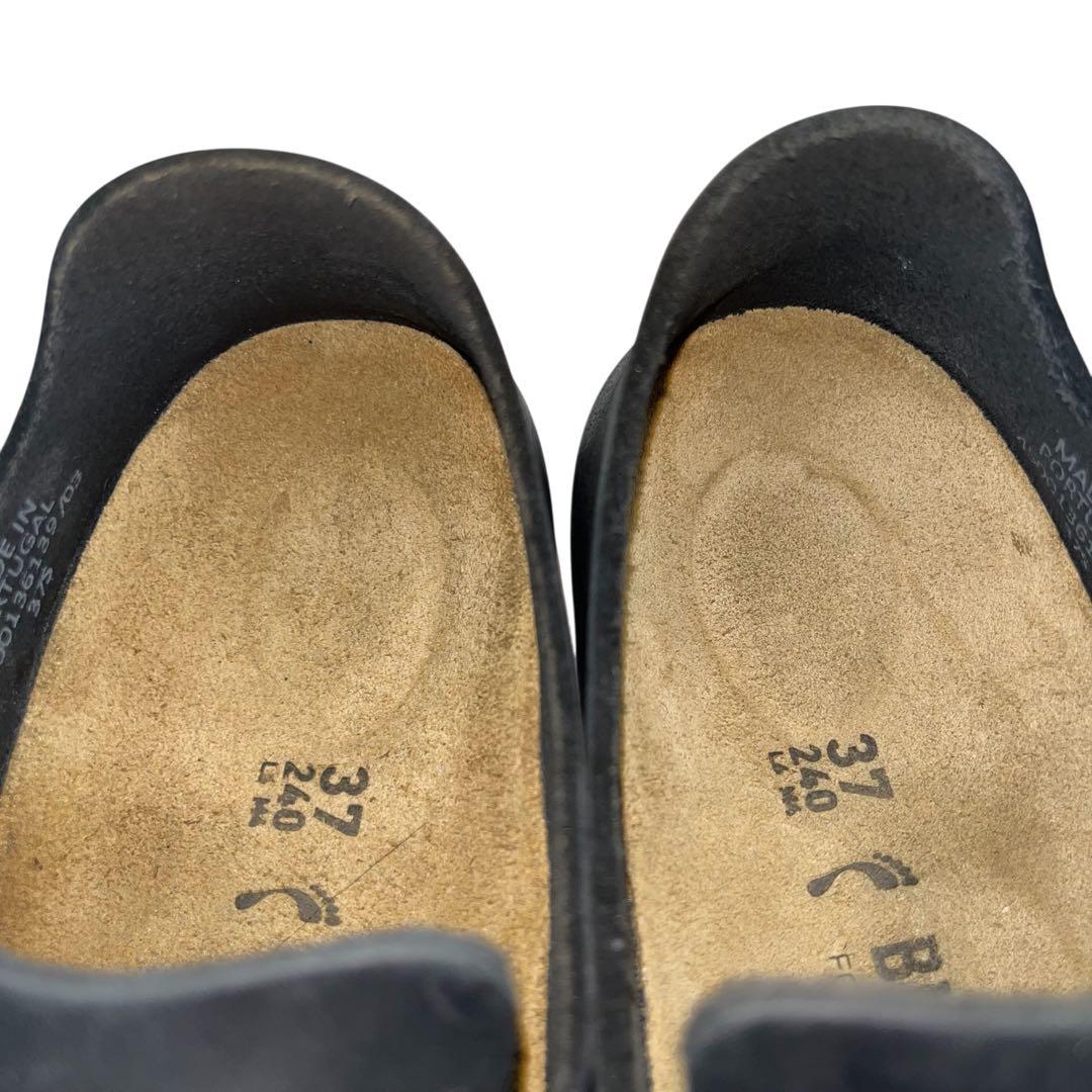 【美品】 ビルケンシュトック ロンドン サボ サンダル 24 ブラック レザー