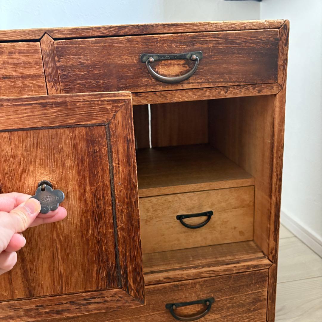 昭和レトロ 小型木製チェスト 引き出し 多収納