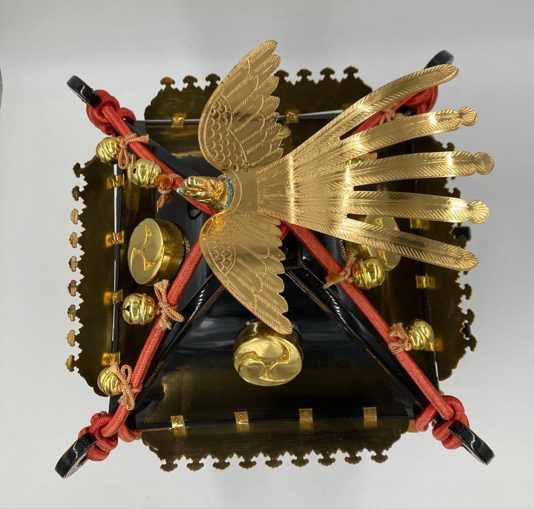 レア ケース付 お神輿 御神輿 三つ巴 縁起物 祭り 神社 鈴 オブジェ 置物