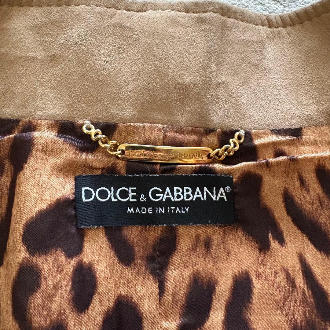 ドルチェアンドガッバーナ スウェード 裏地 レオパード レザー ライダース