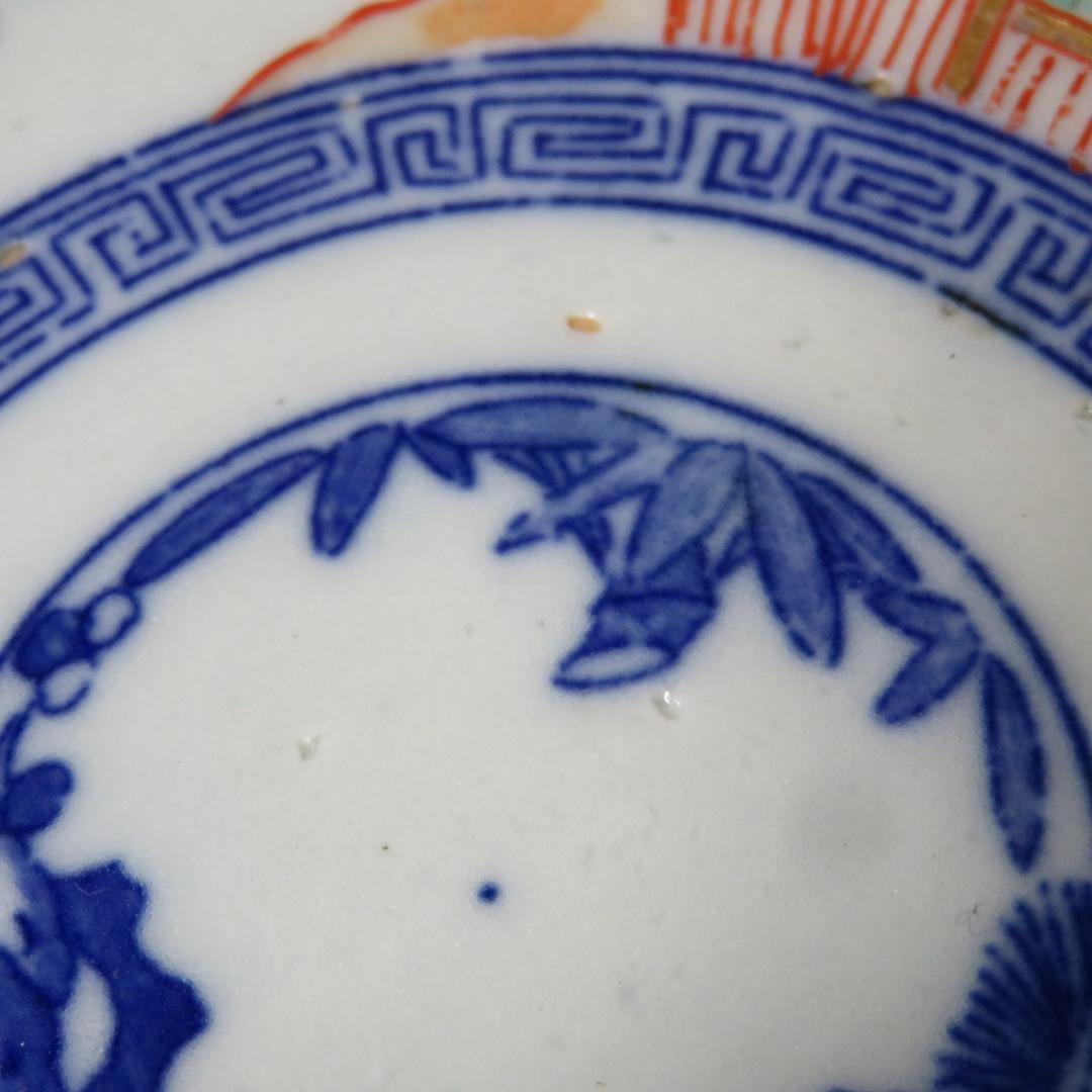 なます皿 5客 松竹梅 色絵付 見込印判 唐草 花文様 明治 木箱