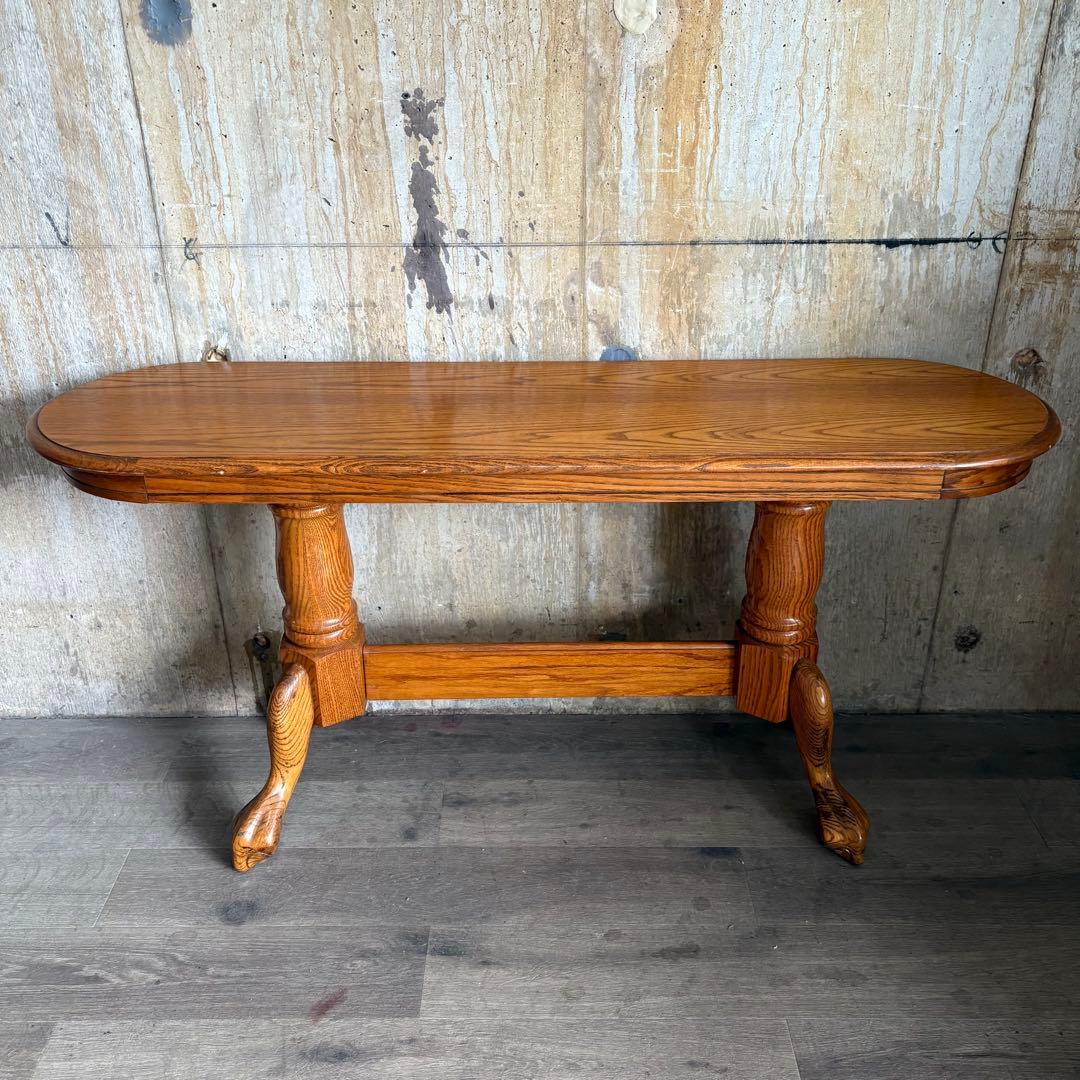 オーク材　オーバルコンソールテーブル