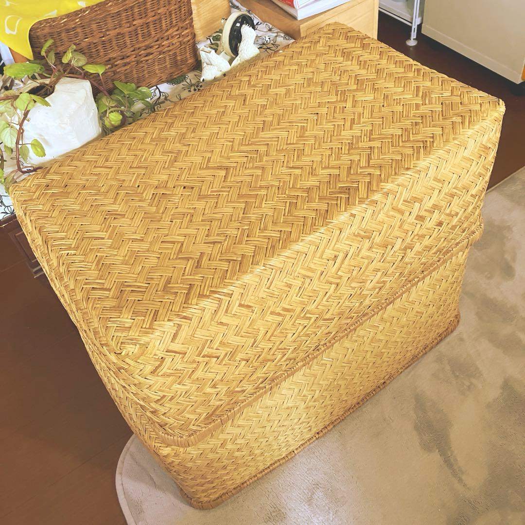 昭和レトロ 中サイズ 行李 クリーニング済み 収納 籠 美品 ②