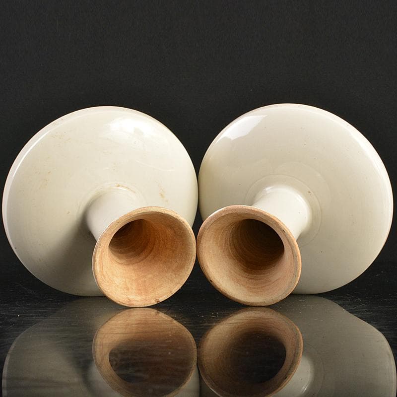 中国　定窯　白磁　杯　杯台　一對　在銘　D　7267E