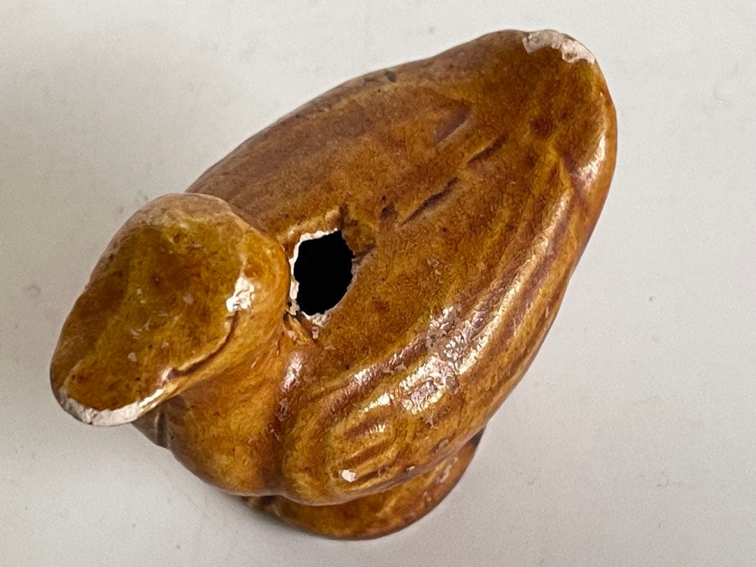 骨董　アンティーク　陶俑　唐時代　家鴨　人形　鳥形俑　黄釉　あひる　唐三彩　発掘