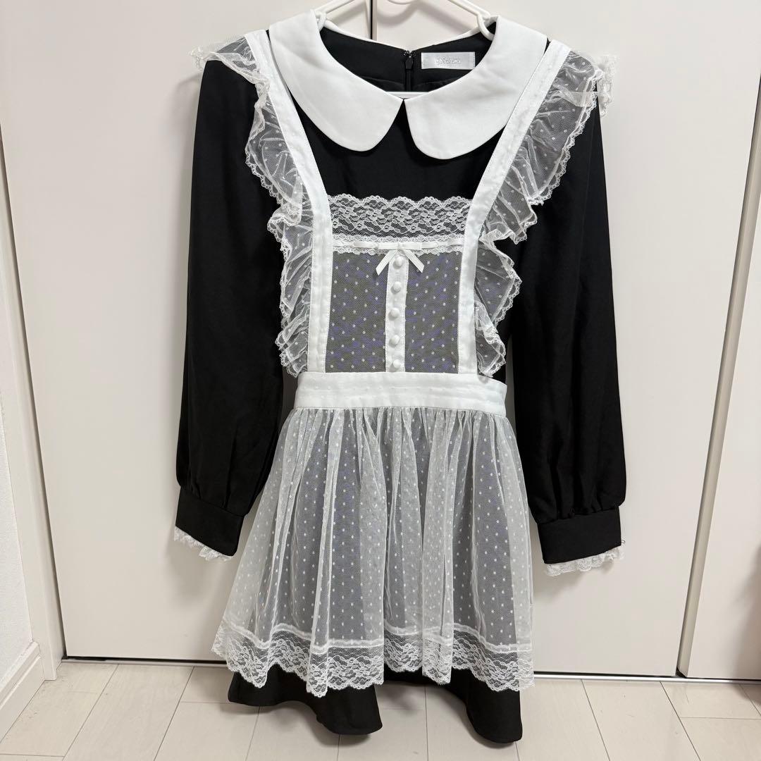 pium チュールエプロン付きドーリーワンピース