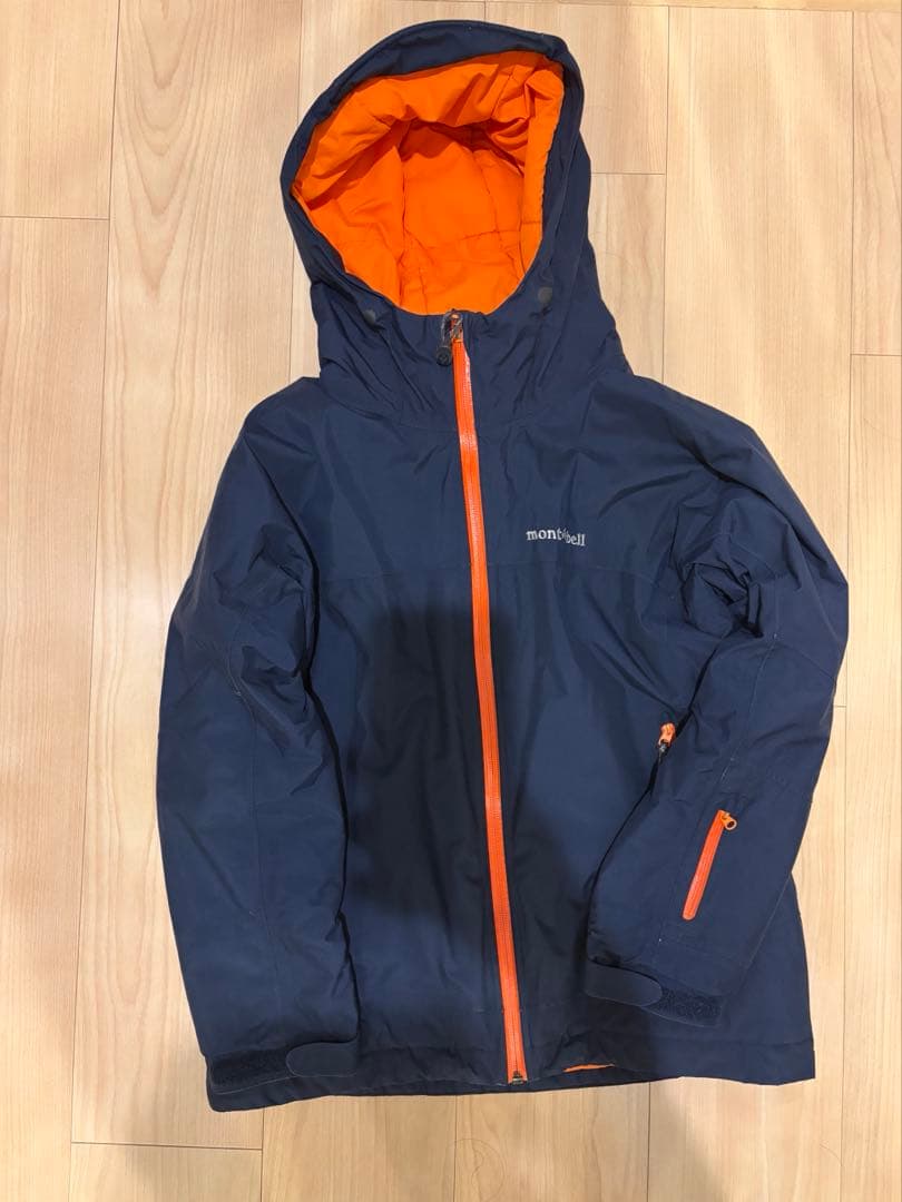⭐︎プロフ確認⭐︎ モンベル　子ども用ネイビー/オレンジ　スキーウェア