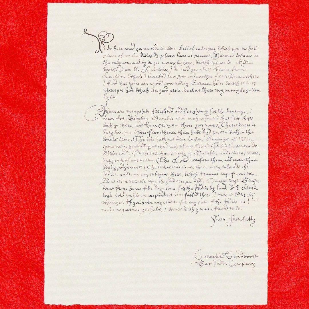 『チューリップ・フィーバー』小道具 コルネリスの手紙