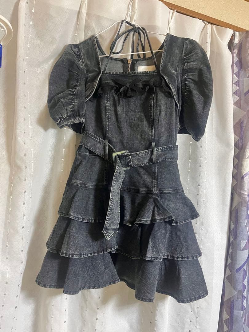 pium ピウム ティアードフリル デニムワンピース 美品