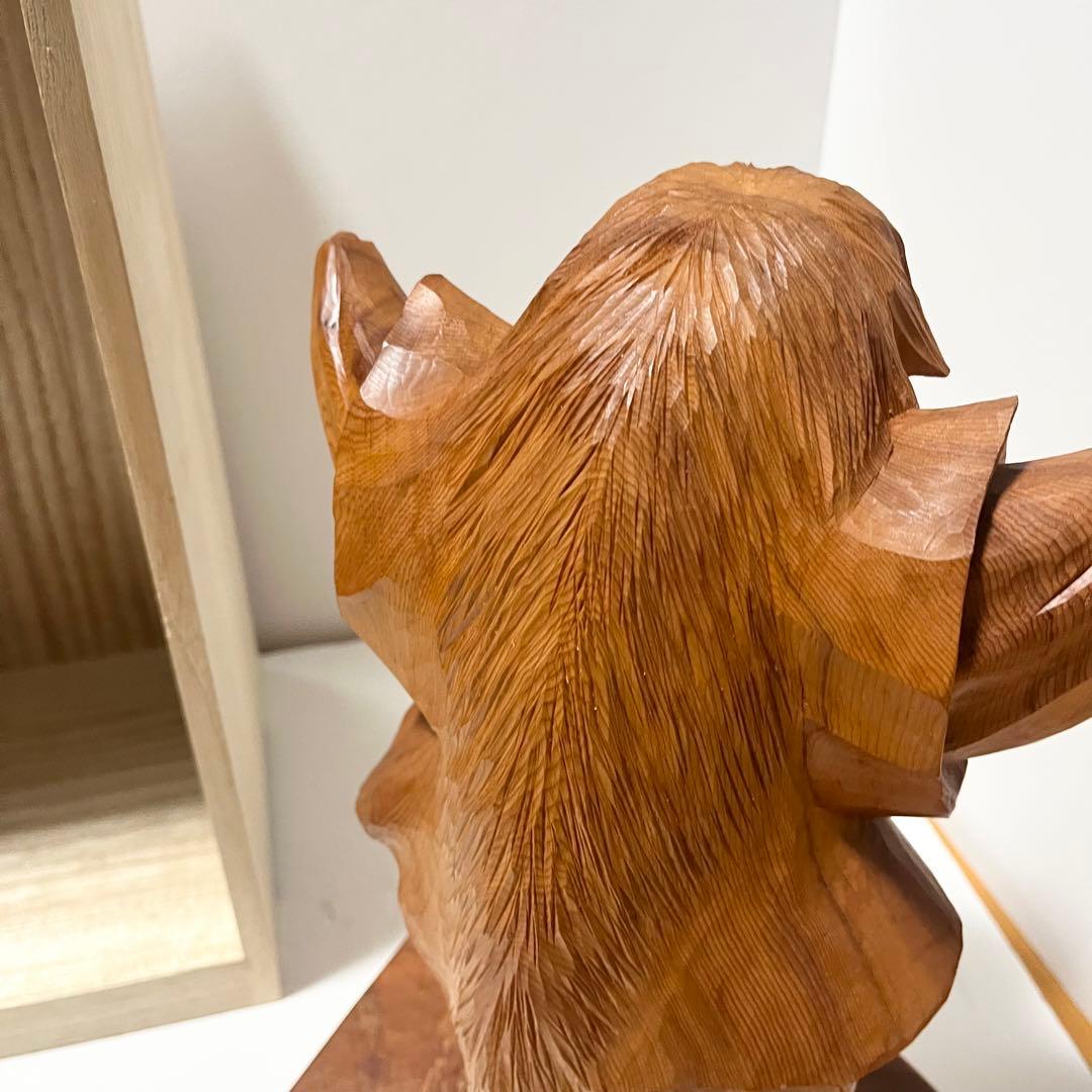 希少 レア 一位一刀彫り 飛騨高山一刀彫第一人者・東勝廣「石橋」共箱 置物 木彫