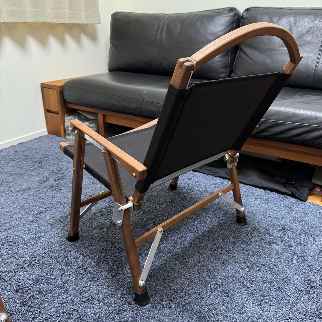【未使用】折り畳み式 ウォルナットチェア ブラック 天然木 カーミットチェア