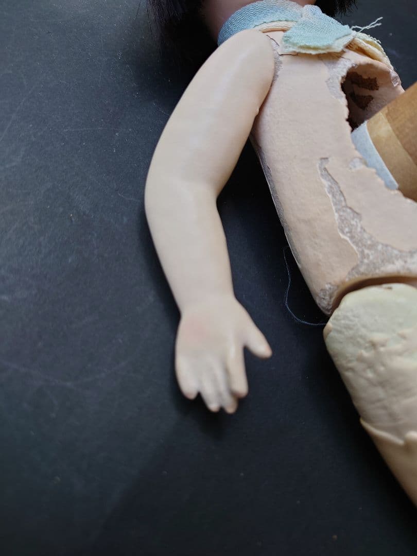 樫村瑞観　自由人形　市松人形　32cmくらい　着物+被布+お帽子