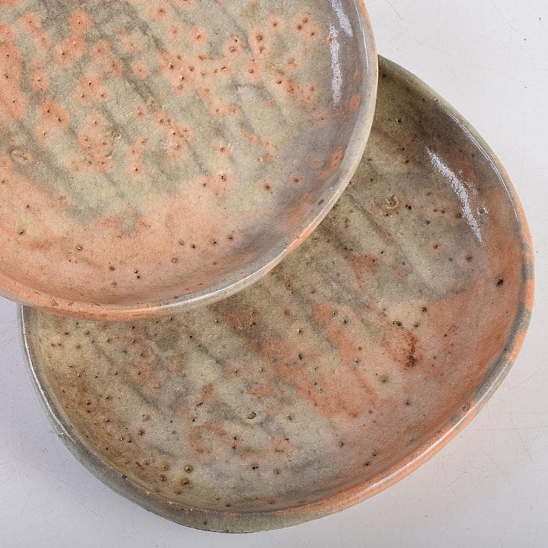 大樋焼　瓢式向皿　銘々皿　五客　在銘　時代箱付　V　R8991