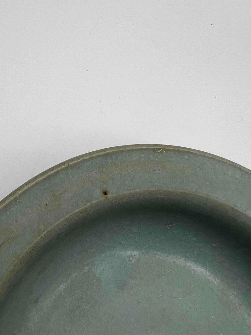 宋時代　青磁　汝官窯碗 三支釘燒盤 郊壇官窯皿 水差し 唐物(B-86)