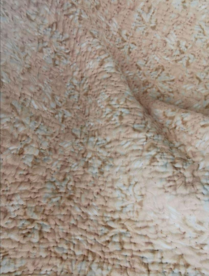 英国アンティーク ウェールズ/ダーラムキルト 肉厚ブティ風 ベージュボタニカル柄