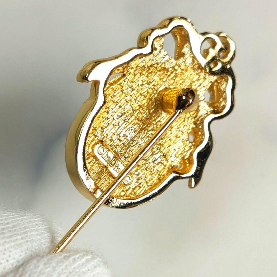 【美品✨】クリスチャンディオール　ピンブローチ　パール CDロゴ ゴールド金具