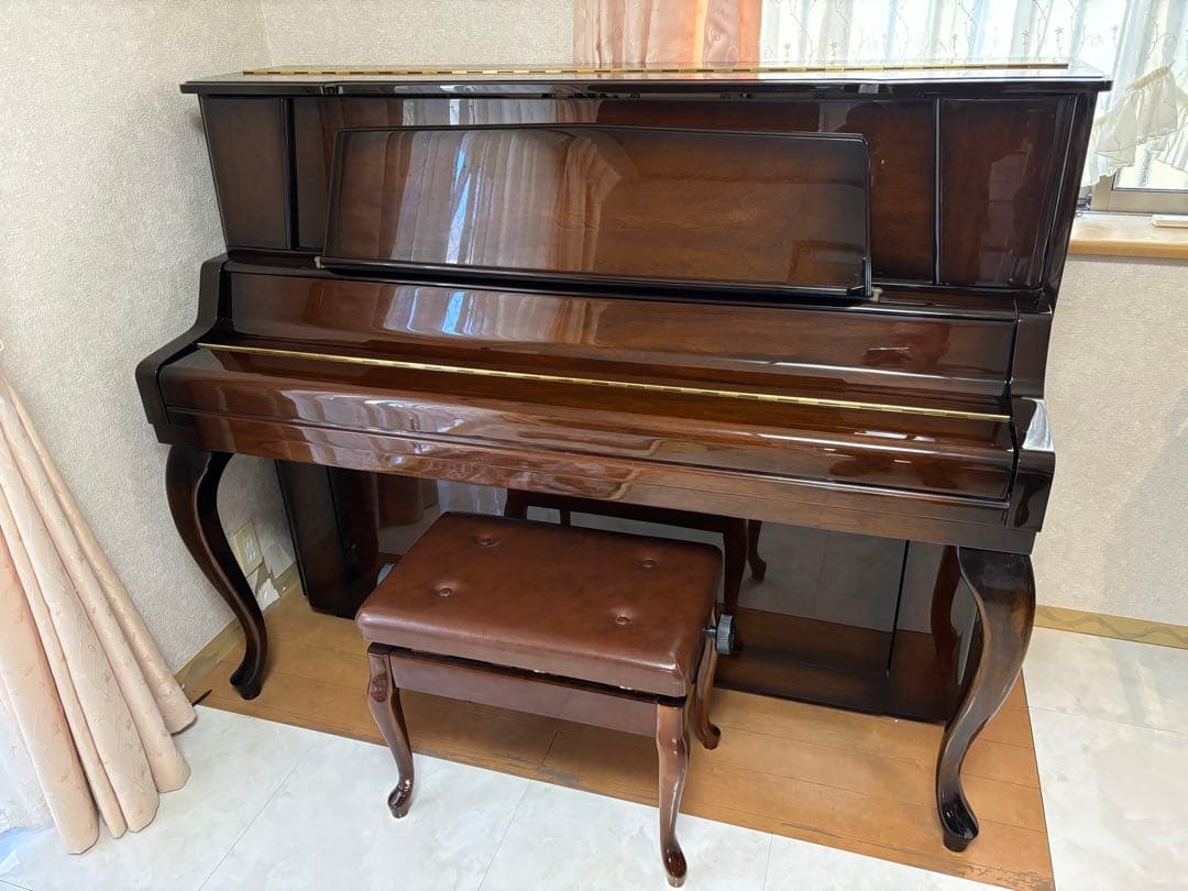 APOLLO 猫足アップライトピアノ ブラウン 椅子付き