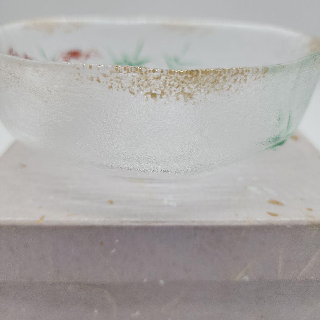 茶道具 【広畑久仁彦】蟹図 ガラス 平茶碗 紙箱 義山 夏茶碗