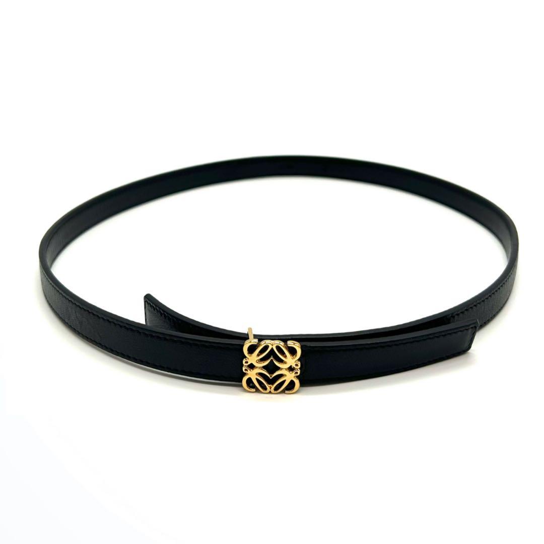 LOEWE ロエベ　アナグラム　ベルト　レザー　ブラック　ゴールド金具　70