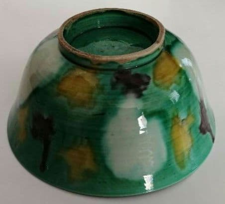 中国　素三彩虎皮斑碗