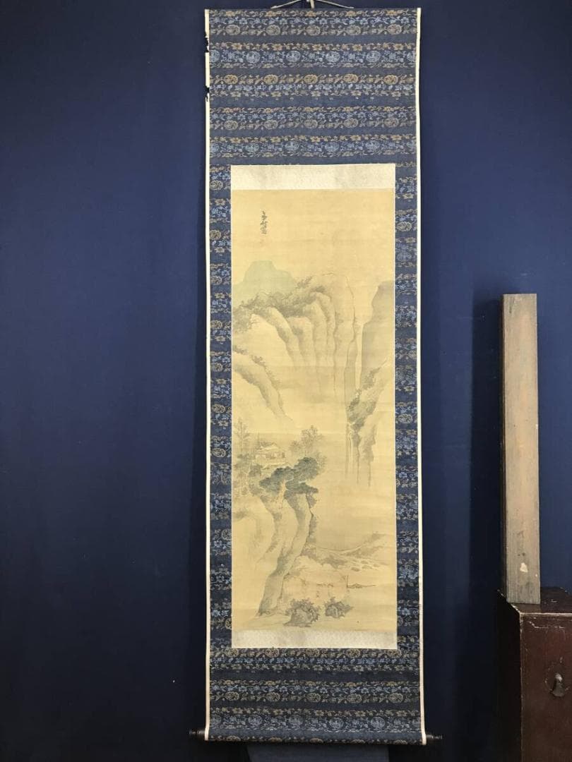 模写/谷文晁/山水図/山水佳趣図/山家図/山水人物図/掛軸名家伝来/AH-719
