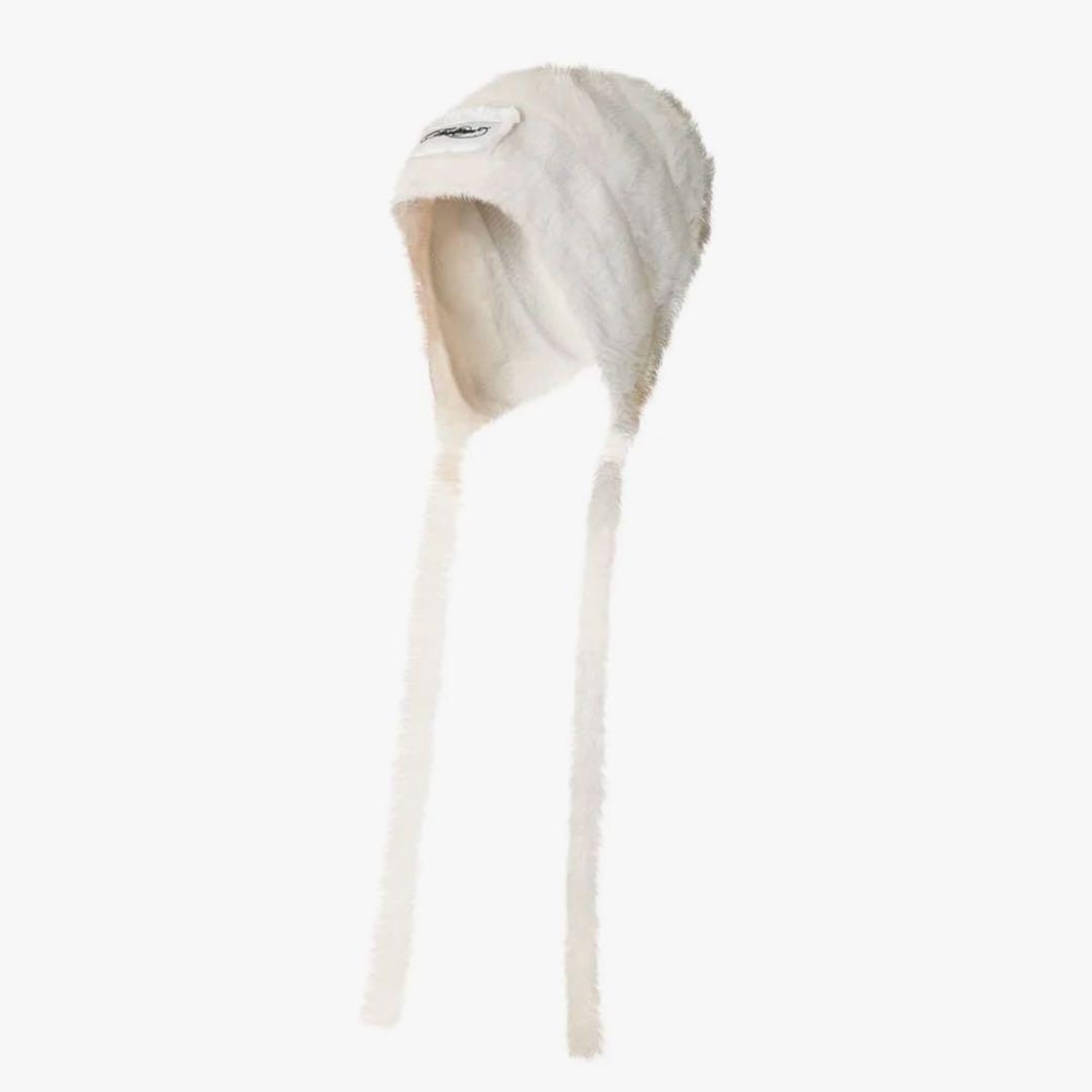 ヘアアクセサリー theredthread S fuzzy knit beanie / white
