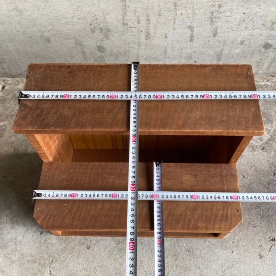 木製 ラック キャビネット 飾り棚 置物台 花台 踏み台 2段 シャビー レトロ