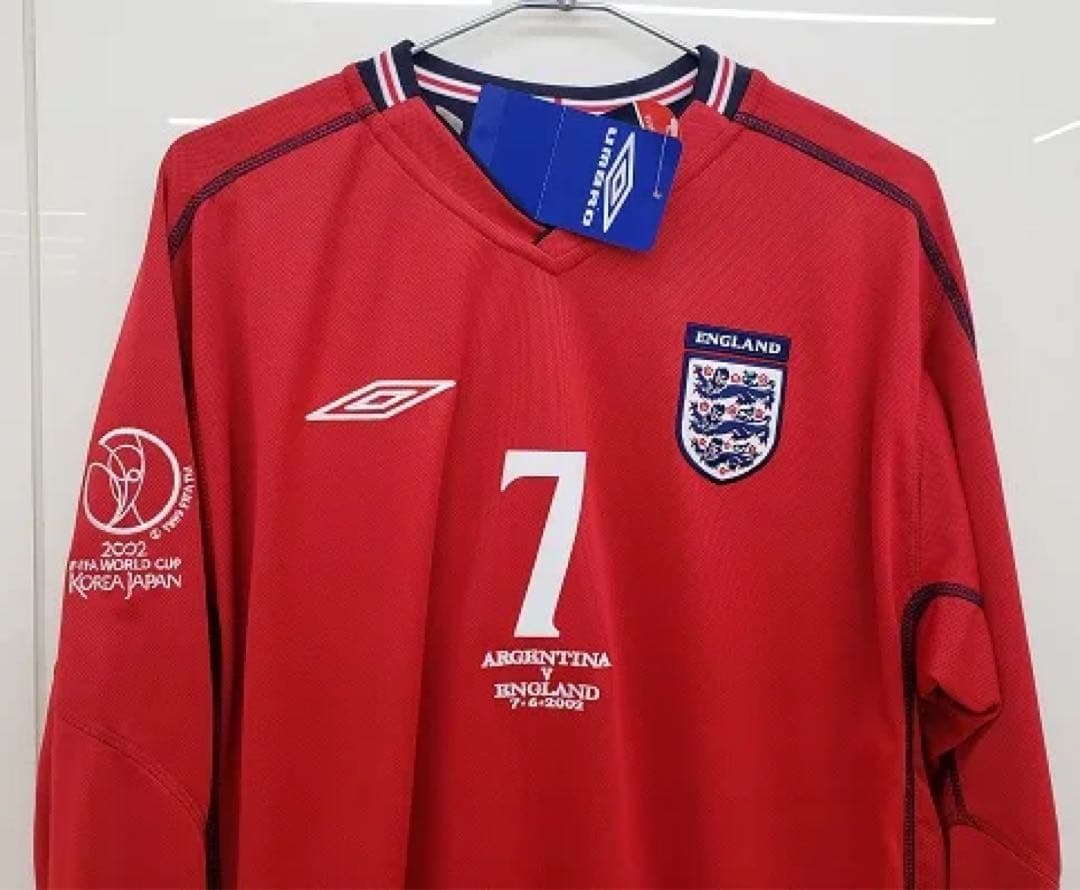 イングランド(A)2002 W杯 長袖 ベッカム＃7アルゼンチン戦マッチデイ入り