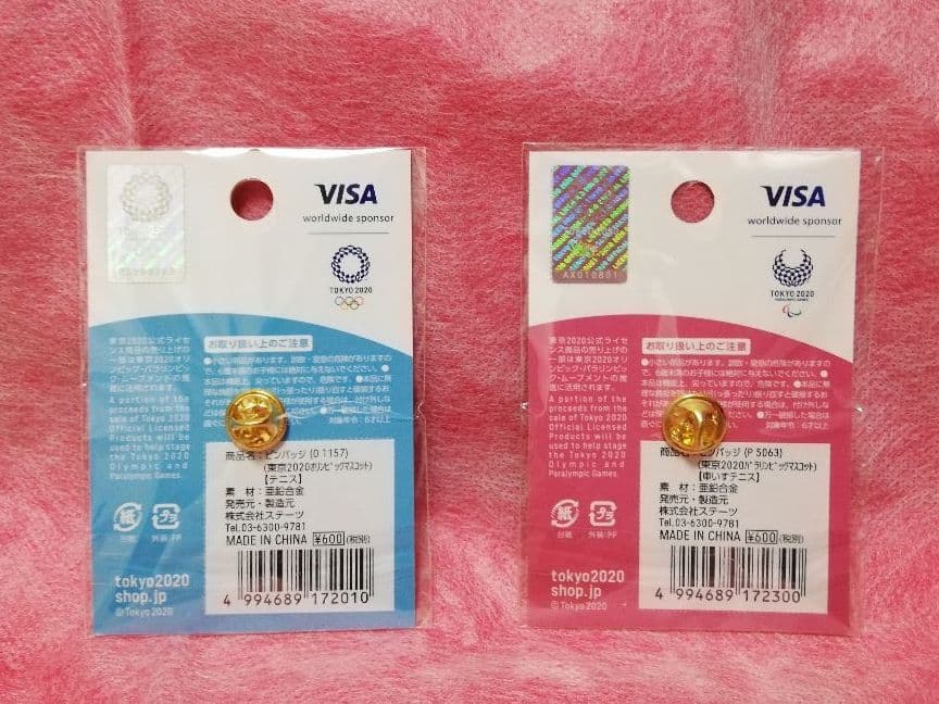 テニス　ピンバッジ　東京オリンピック、パラリンピック　ミライトワ　ソメイティ