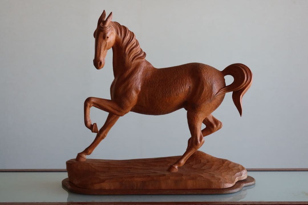 加藤景雲　木彫刻　【馬】　真作