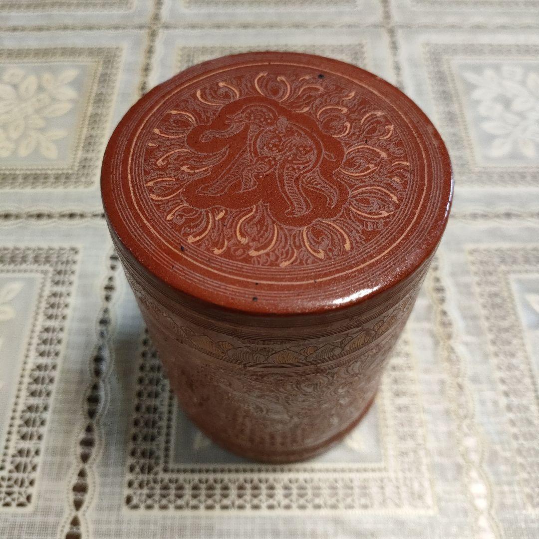 茶道具　朱漆　蒟醤（キンマ）　ミャンマー漆器　ビルマ　籃胎漆器　香合　棗