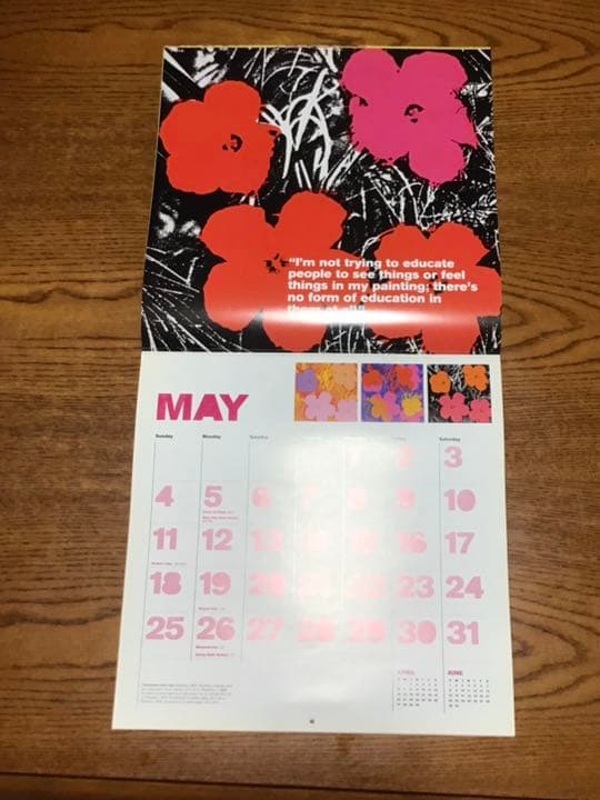 andy warhol カレンダー　2013-2020の8年分