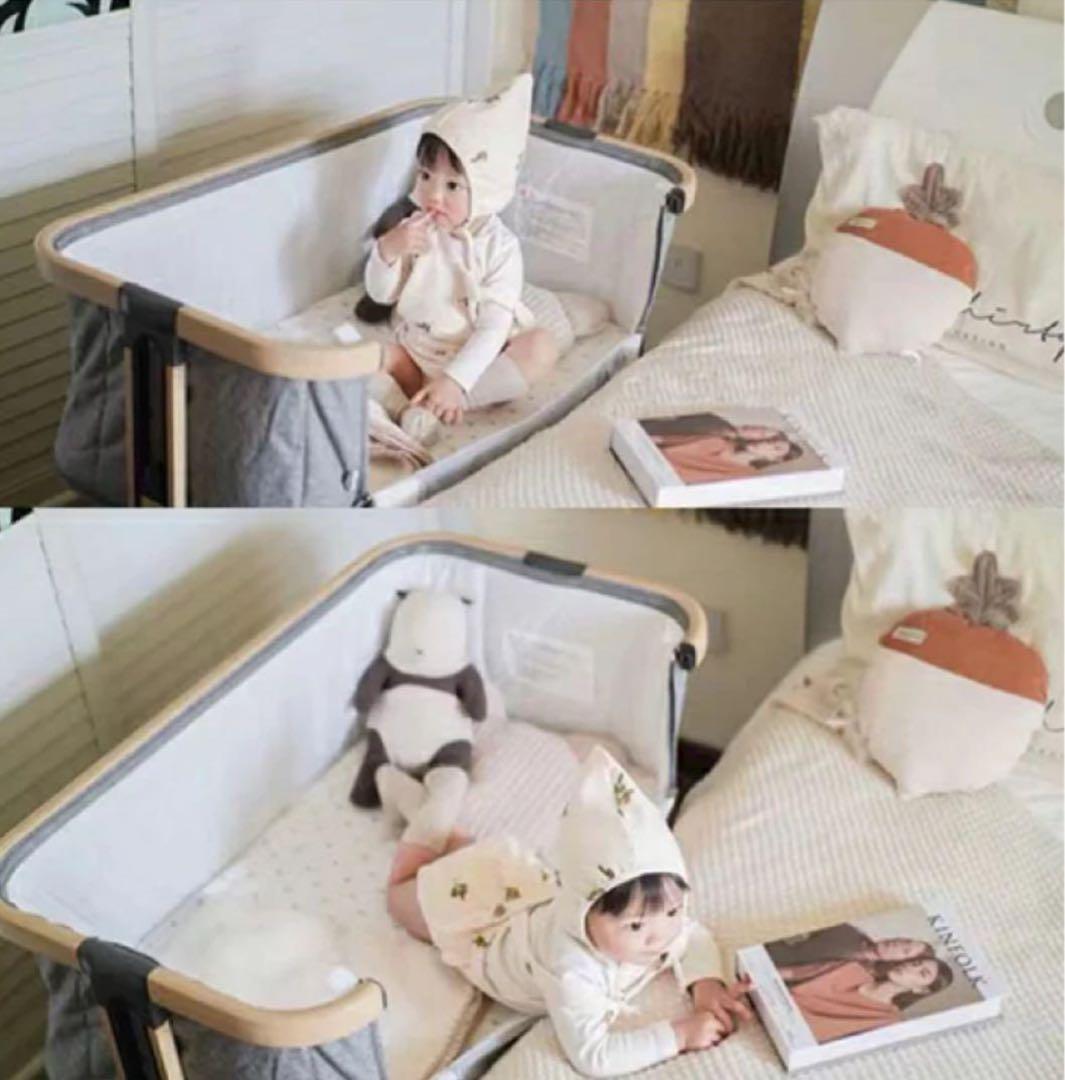 【美品】HZDMJベビーベッド 折りたたみ式 付属品完備 説明書 収納袋付き