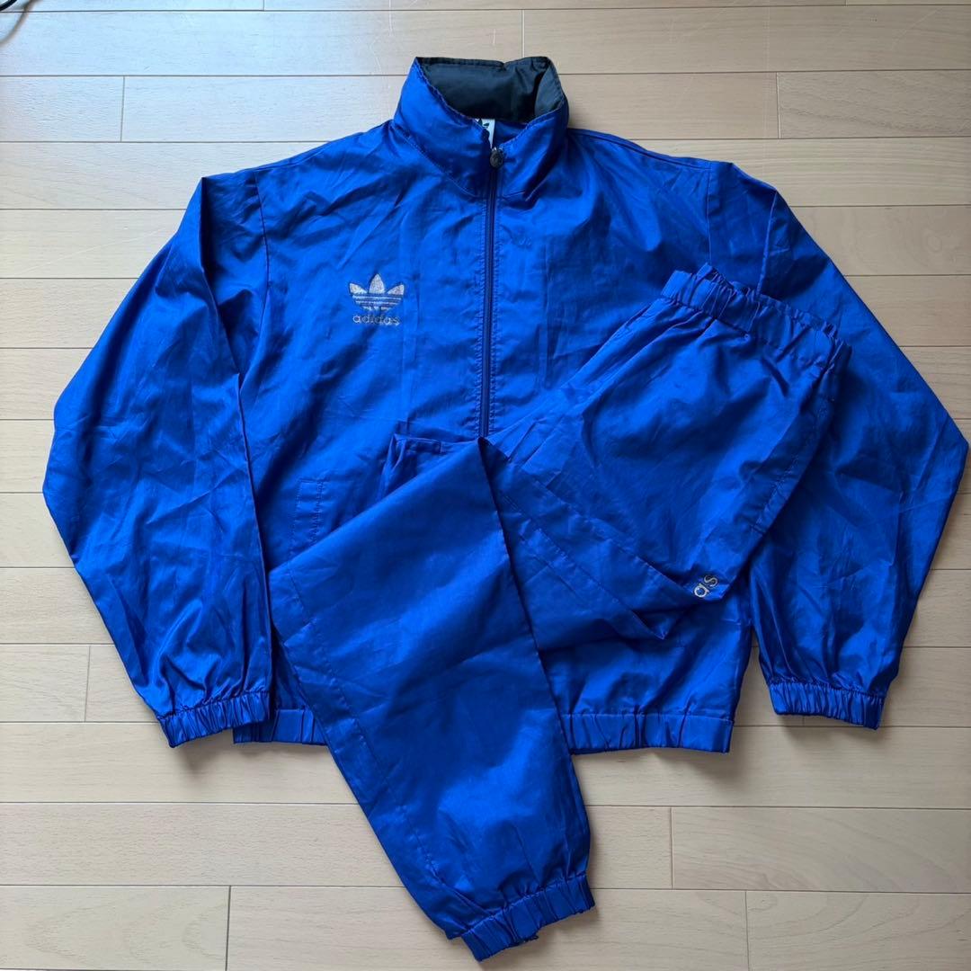 美品 90's adidas アディダス ナイロン 上下セット デサント製 Ｌ