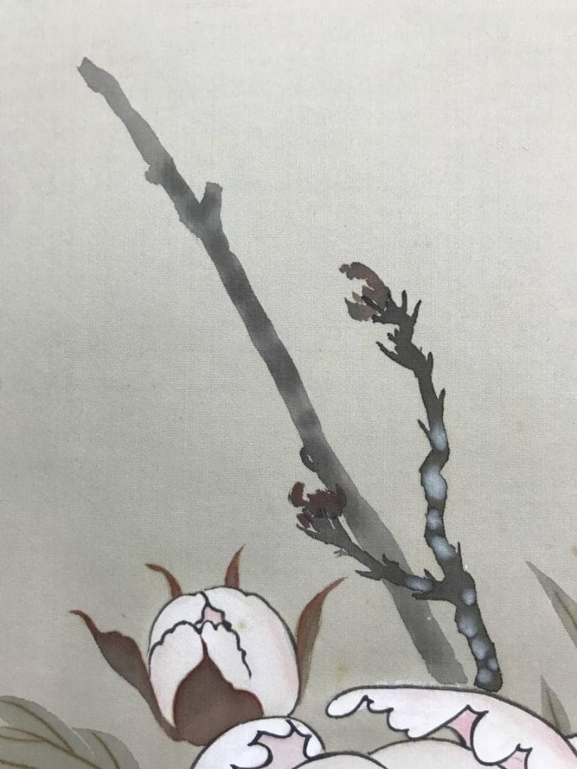 【真作】赤松雲嶺/牡丹に蜂図/花鳥図/花図/掛軸/名家伝来/AD-101