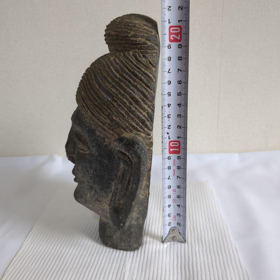 石製仏像頭部 彫刻オブジェ 中国古美術