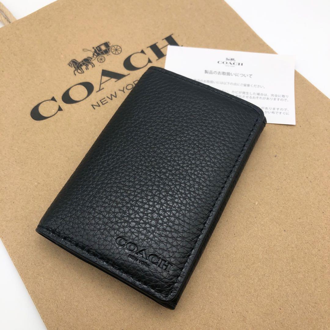 【COACH☆新品】☆ビジネス カード ケース☆名刺入れ☆ブラック☆レザー☆