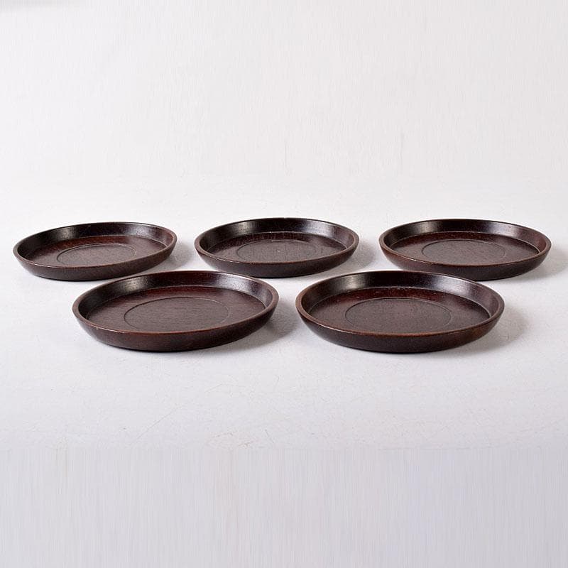 煎茶道具　唐木紫檀製　茶托　5客　V　8258