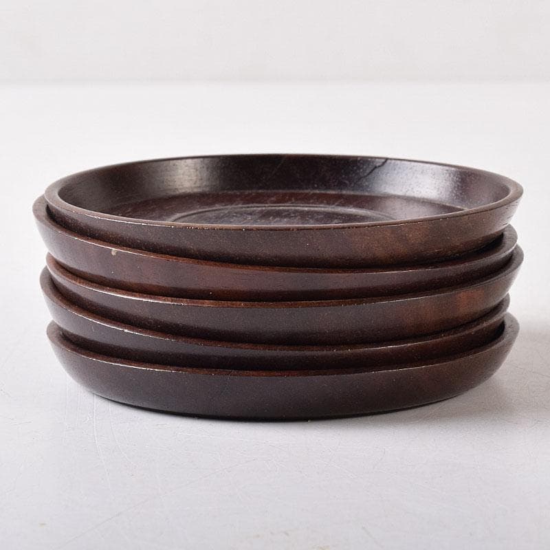 煎茶道具　唐木紫檀製　茶托　5客　V　8258