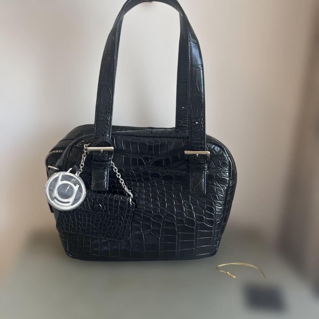 BEAUGRAND ボーグラン　クロコ　ハンドバッグ ブラック